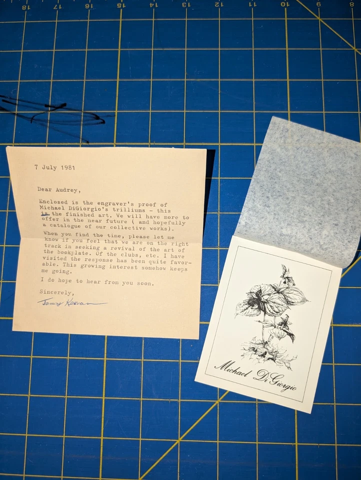 Ex libris Michael DiGiorgio (Artist) bookplate Proof w/ Keenan/Arellanes Letter Foto 1 de 1