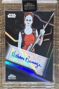 Topps 2022 cromo negro Star Wars Michonne Bourriague como Aurra Sing automático #A-sin usar, en caja - Imagen 1 de 2
