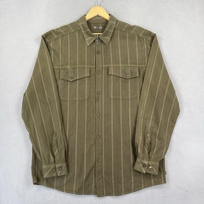 REI Shirt Mens XL Brown Button UP Long Sleeve Stripe Flap Pockets Outdoor Casual - Image 1 of 4