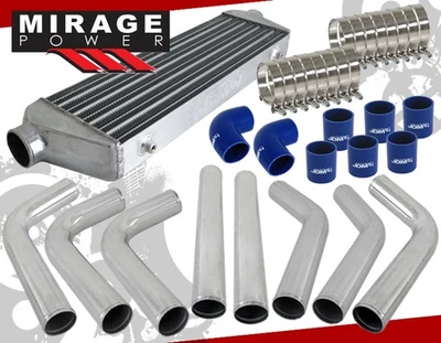 Jdm Sport Tube Fin Intercooler +Polish Aluminum Pipe Piping Kit — 第 1/4 张图片