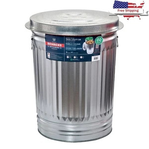 Durable Galvanized Steel Trash Can W/ Lid Handles Yard Waste Pet Food Storage US - Picture 1 of 15