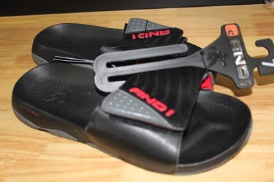 AND1 Men’s Swish 2.0 Adjustable Slide Sandals-Black-Size 7-NWT - Image 1 of 4
