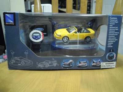 Ford Mustang SVT Cobra Conv Yellow 1/32 New Ray Sono-Tek Infrared R/C Car - Image 1 of 4