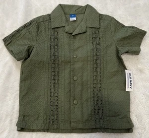 Old Navy Sized 2T Toddler Boys Green Button Up Shirt - Picture 1 of 4