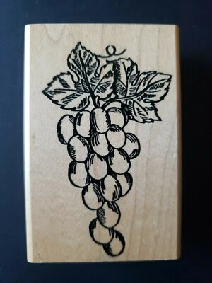 Hampton Art Bunch of Grapes Rubber Stamp Vineyard Wine Juice  - Image 1 of 3