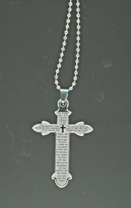 Collar Cruz Catedral Señores Oración 11 1/4" Acero Inoxidable Espiritual B5-B7 - Imagen 1 de 4