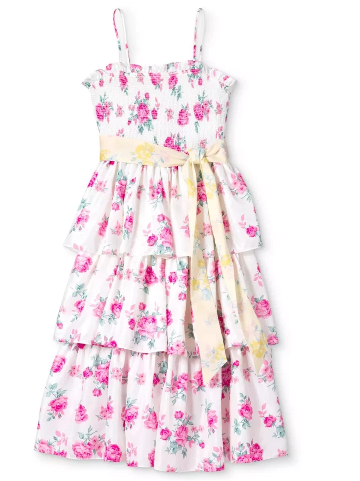 Love Shack Fancy for Target Size 1x Elise Smocked Tiered Floral Dress Ivory/pink