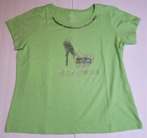 Camiseta Embellecida Zapato Alto Estrás Seattle Seahawks Verde XL - Imagen 1 de 7