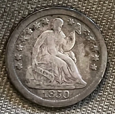 1850-o Seated Liberty half dime, Fine condition, better date - Image 1 of 4