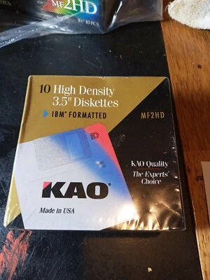 Disquetes Kao TDK 3,5 pulgadas 1,44 MB IBM formateados de alta densidad paquete de 10 nuevos sellados  Foto 1 de 2