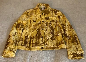 c.l.o.t.h.e.s. Stretch Denim Jean Jacket Abstract Art Boho Cool Designs Women S - Picture 1 of 21