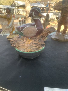 Wood Duck Hand Painted American  Ceramic Statue Sculptor - Picture 1 of 8