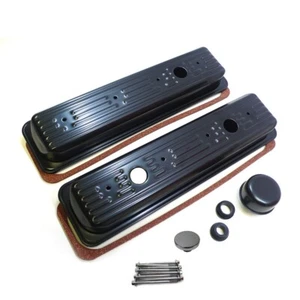 Chevy SB Black CenterBolt ValveCovers Breather Gaskets Kit 88-95 305 5.0 350 5.7 - Picture 1 of 8
