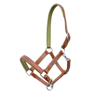 German Riding Lederhalfter "Lemon Tree" london / hellgrün- braun Strass Pony neu - Bild 1 von 4