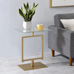 Mobili Marca Kings - Tavolino Tavolo Latoio Moderno Accento, Oro Metallo/Vetro - Foto 1 di 4