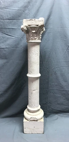 Decorative Carinthian 3' Foot Shabby White Column Chic Old Stand VTG 1729-22B Cover