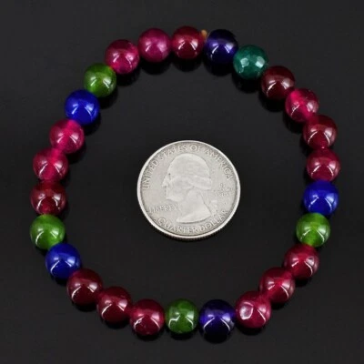 Pink Ruby & Mix Gem Amazing Beaded 93.00 Cts Stretchable Bracelet VK 56 E579 - Image 1 of 2