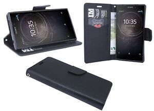Sony Xperia 10 Plus vidrio templado negro Case bolso forcell carbon funda estuche