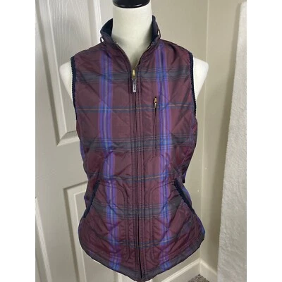 Lauren Ralph Lauren Chaleco Acolchado A Cuadros Sin Mangas Puffer Chaqueta Borgoña M Foto 1 de 4