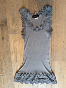Womens grey ribbed vest top / underlayer with silk by Rosemunde, size M (10) - Picture 1 of 3