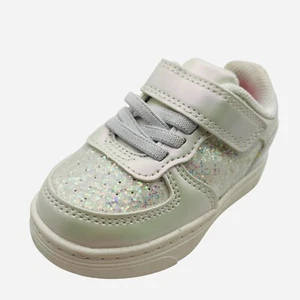 Kleinkind Mädchen weiß Glitzer Turnschuhe Klettverschluss Riemen glitzernde Schuhe Größe 5 neu - Bild 1 von 6