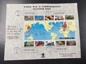 FDC 2559 WWII : A World At War FDC 1941 Half Sheet Of 10 Stamps - Picture 1 of 2