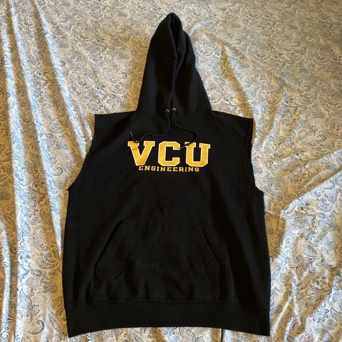 Champion Authentic VCU Engineering Sleeve Cutoff Pullover Hoodie Sweatshirt M Cover