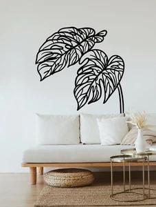 Monstera Wall Decal Palm Tree Removable Sticker Gold Tropical Leaf Wall - Picture 1 of 6