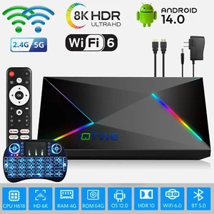 IOTWE TV BOX Android 14 4+128 GB 1000M 2.4G/5G WIFI6 Media Player Octa Core NEW - Picture 1 of 14