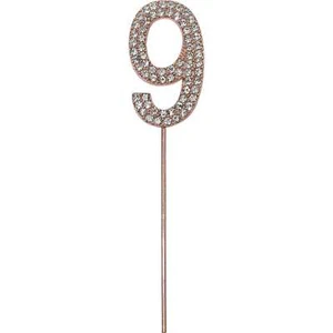 Rose Gold Diamante Number 9 Nine Cake Topper Birthday Party Decorations - Picture 1 of 2