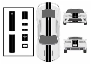 Dual 8" Racing Stripes Self Healing Vinyl fits Chevrolet Camaro 2016 to 2020 - Picture 1 of 15
