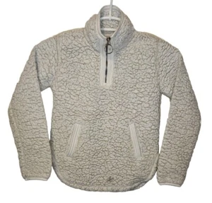 Cuddly Sherpa 1/4 Zip Collared Pullover Jacket White Girls Size 5 / 6 Faux Fur - Picture 1 of 4