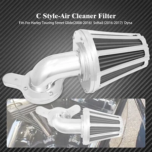 Chrome Sucker Air Cleaner Grey Intake Fit For Harley Softail Touring Glide 08-16 - Picture 1 of 15