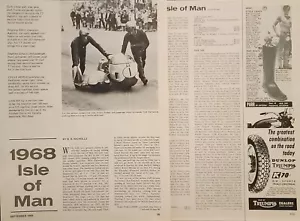 Articolo gara moto Isola di Man 1968 4pg - Foto 1 di 1
