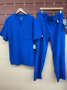 NEW Men's Cherokee Royal Blue Scrubs Set With XL Top & XL Pants NWT