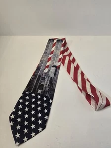 FRATELLO Men’s Hand Made Twin Towers Neck Tie red, white and blue. USA Used  - Picture 1 of 6