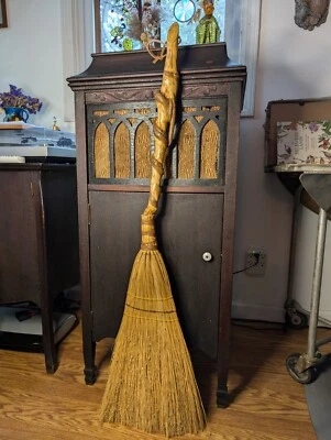 GNARLY! 46" Hand-Made Broom Branch & Vine BROOMSTICK Primitive Vintage - Image 1 of 4