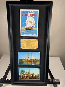Vintage Disneyland Ticket Columbia Ship Ride Framed Postcard original Disney - Picture 1 of 10