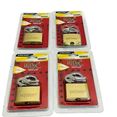 ( LOT OF 4) PACKRITE 2" SOLID BRASS PADLOCK MODEL SS-350 - Image 1 of 3