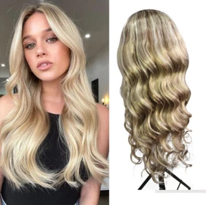 Thick Long 3/4 Machine Weft Cap Half Wig Body Wave Clips in 100% Brazilian Remy - Picture 1 of 25