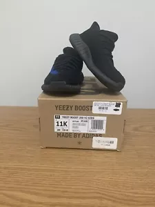 Adidas Yeezy Boost 350 V2 Dazzling Blk/Blue-Kids Size 11KGY7165 - Picture 1 of 20