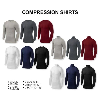 Compression Base Layers Shirts Mens Boys Crew Neck Top Running Sports T-Shirt - Image 1 of 4