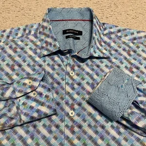 Camisa grande Bugatchi Uomo para hombre ajuste en forma L/S botón delantero multicolor a cuadros - Imagen 1 de 12