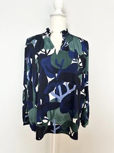 Ann Taylor Petites Damen Bluse Größe XSP Schwarz Grün Blau V-Ausschnitt Langarm - Bild 1 von 12