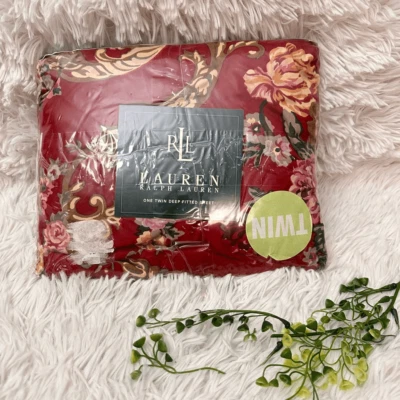 LAUREN Ralph Lauren Marsella Floral Rojo Doble Premium Sábana Ajustable De Colección Nueva Foto 1 de 4