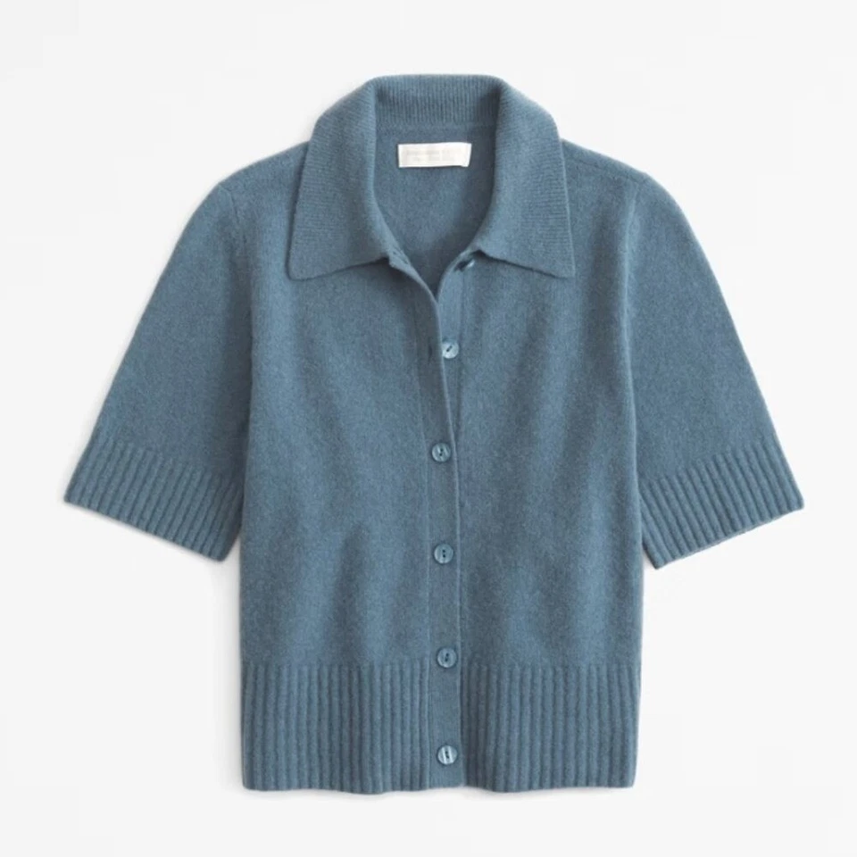 Cárdigan Polo Manga Corta Lana Merino Abercrombie & Fitch Azul Talla XS Foto 1 de 4