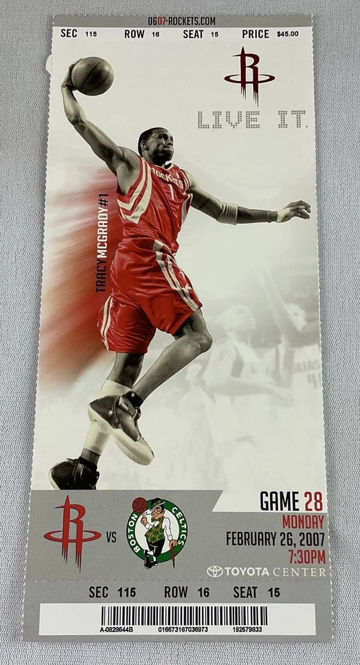 Boleto NBA 2007 26/02 Boston Celtics at Houston Rockets-Paul Pierce 28 pts Foto 1 de 1