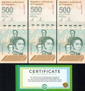 VENEZUELA 500 DIGITALES cantidad 3 2023 CIRC 500 millones bolívares certificado de autenticidad vendedor de estados unidos certificado de autenticidad - Imagen 1 de 5