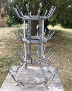 Bottle Drying Rack - French Vintage - Galvanised - Display Stand For Tabletop - Picture 1 of 3