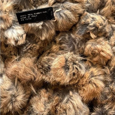 De colección Mujer Valerie Stevens Marrón Piel de Conejo Pom Pom Bufanda Envoltura 63" Foto 1 de 4